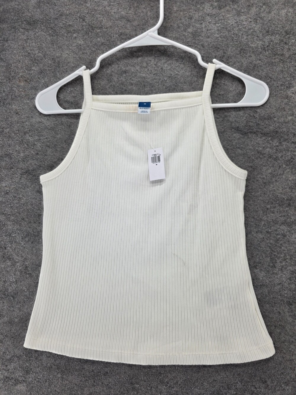Old Nay Tank Top Womens Medium Ribbed White Sleeveless Squareneck